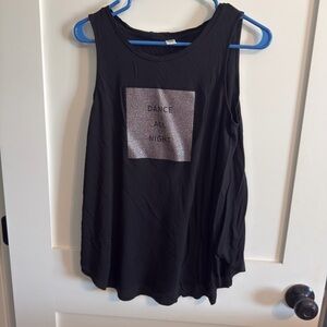 Elegant Black Tank Top with Glitter Print "Dance All Night"